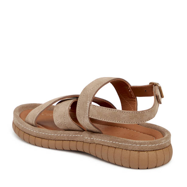 Bej Hakiki Süet Deri Kadın Sandalet - K25Y1SN67844-B79 - 3