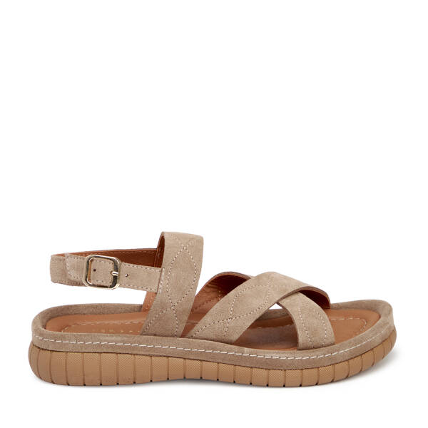 Bej Hakiki Süet Deri Kadın Sandalet - K25Y1SN67844-B79 - 1