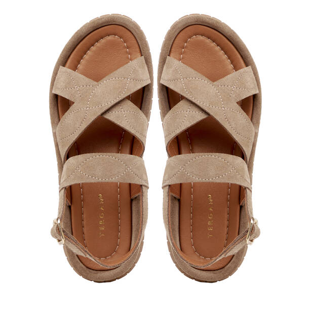 Bej Hakiki Süet Deri Kadın Sandalet - K25Y1SN67844-B79 - 5