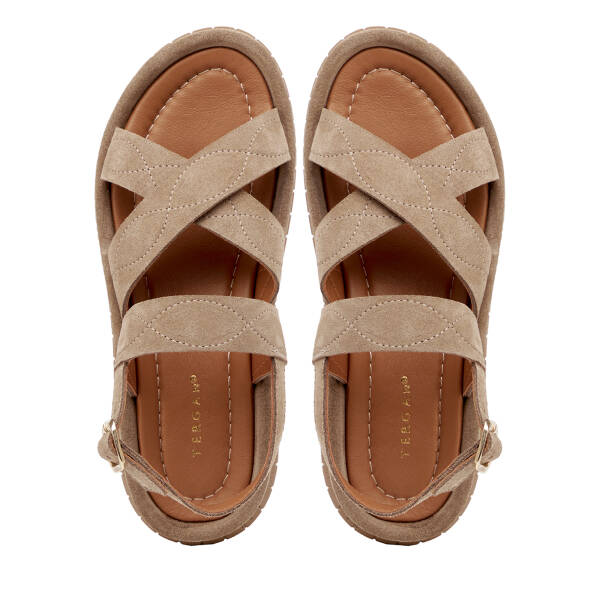 Bej Hakiki Süet Deri Kadın Sandalet - K25Y1SN67844-B79 - 5