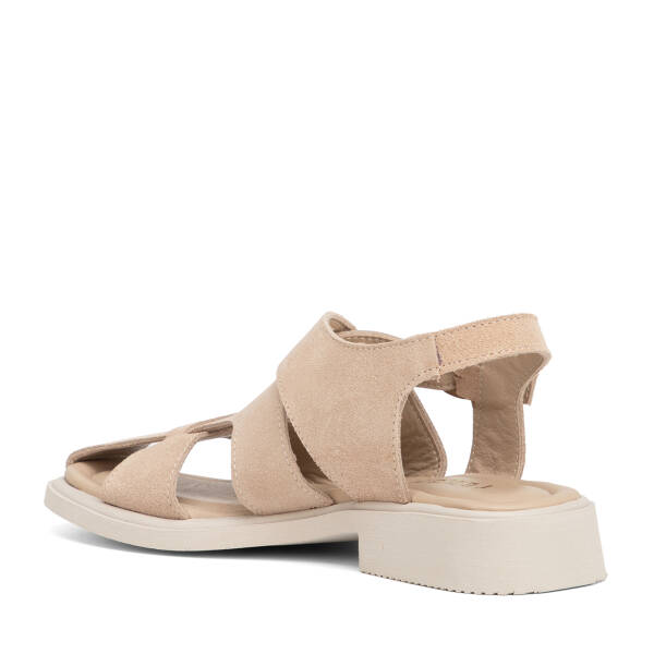 Bej Hakiki Süet Deri Kadın Sandalet - K26Y1SN68426-B79 - 4