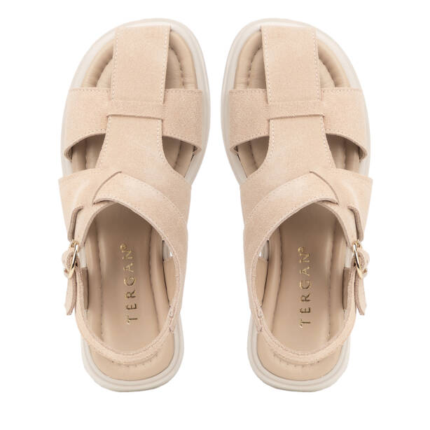 Bej Hakiki Süet Deri Kadın Sandalet - K26Y1SN68426-B79 - 5