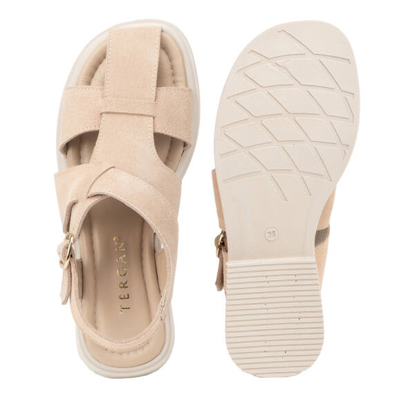 Bej Hakiki Süet Deri Kadın Sandalet - K26Y1SN68426-B79 - 6