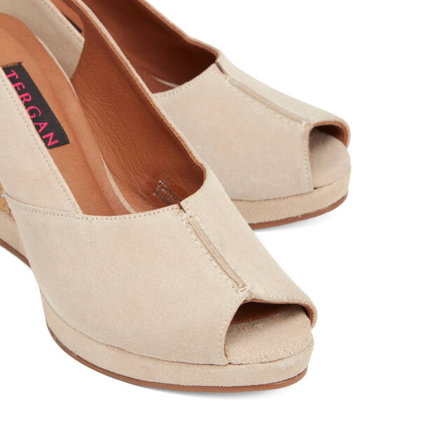 Bej Hakiki Süet Deri Kadın Sandalet - K26Y1SN68493-B79 - 3
