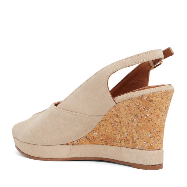 Bej Hakiki Süet Deri Kadın Sandalet - K26Y1SN68493-B79 - 4