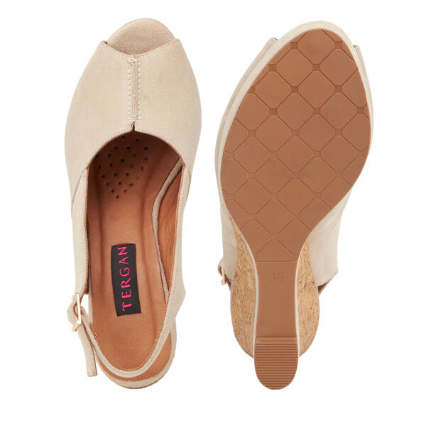 Bej Hakiki Süet Deri Kadın Sandalet - K26Y1SN68493-B79 - 6