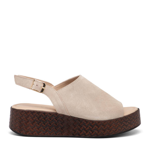 Bej Hakiki Süet Deri Kadın Sandalet - K26Y1SN68560-B79 - 1