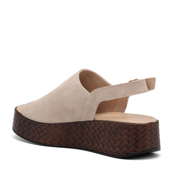 Bej Hakiki Süet Deri Kadın Sandalet - K26Y1SN68560-B79 - 4
