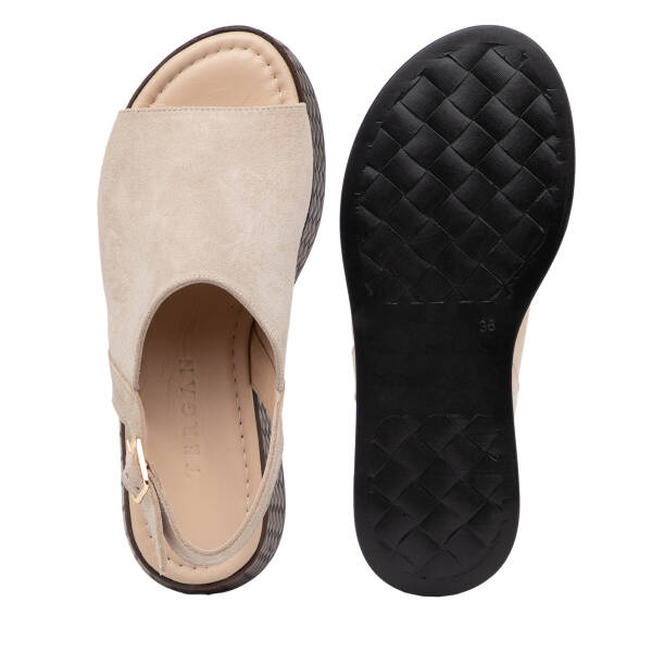 Bej Hakiki Süet Deri Kadın Sandalet - K26Y1SN68560-B79 - 6