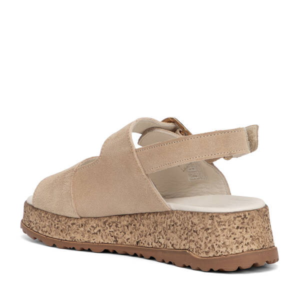 Bej Hakiki Süet Deri Kadın Sandalet - K26Y1SN68583-B79 - 4
