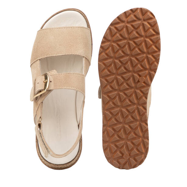 Bej Hakiki Süet Deri Kadın Sandalet - K26Y1SN68583-B79 - 6
