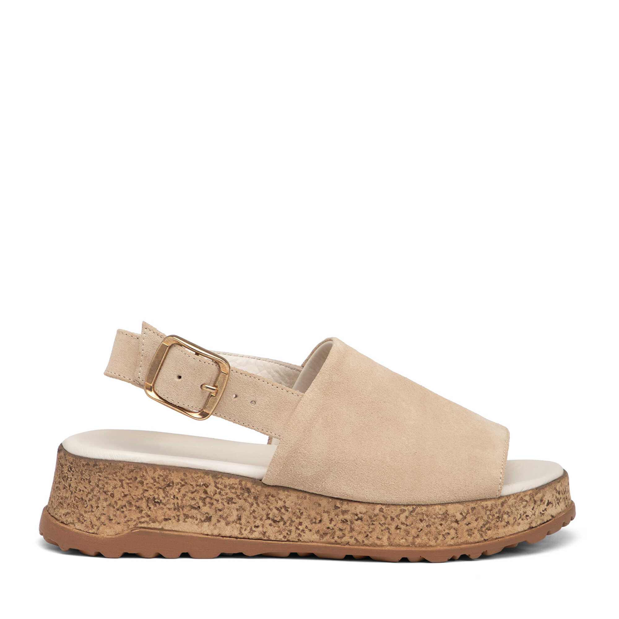Bej Hakiki Süet Deri Kadın Sandalet - K26Y1SN68584-B79