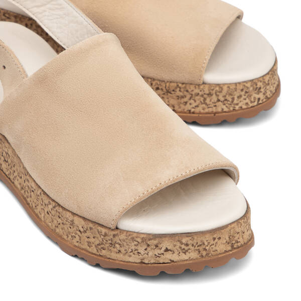 Bej Hakiki Süet Deri Kadın Sandalet - K26Y1SN68584-B79 - 3