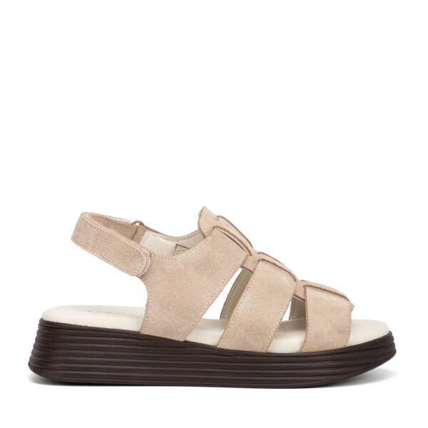 Bej Hakiki Süet Deri Kadın Sandalet - K26Y1SN68595-B79 - 1