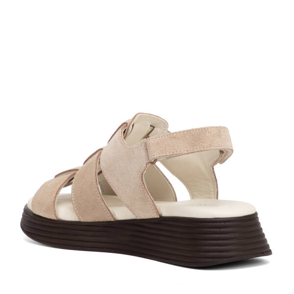 Bej Hakiki Süet Deri Kadın Sandalet - K26Y1SN68595-B79 - 4