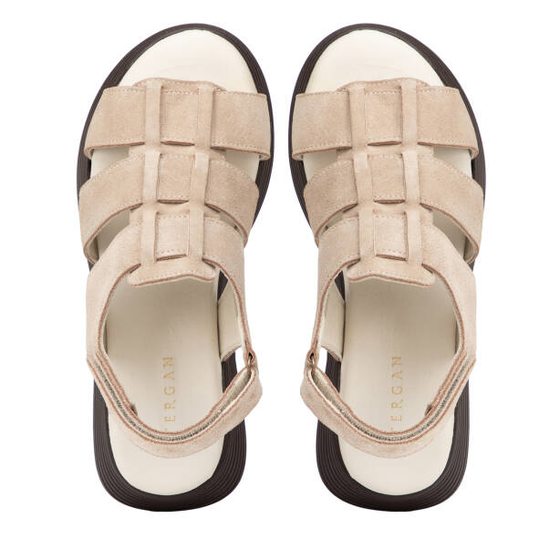 Bej Hakiki Süet Deri Kadın Sandalet - K26Y1SN68595-B79 - 5