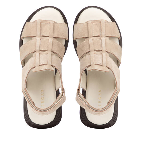 Bej Hakiki Süet Deri Kadın Sandalet - K26Y1SN68595-B79 - 5
