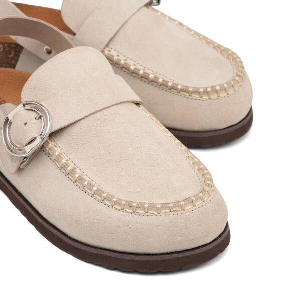 Bej Hakiki Süet Deri Kadın Sandalet - K26Y1SN68618-B79 - 3