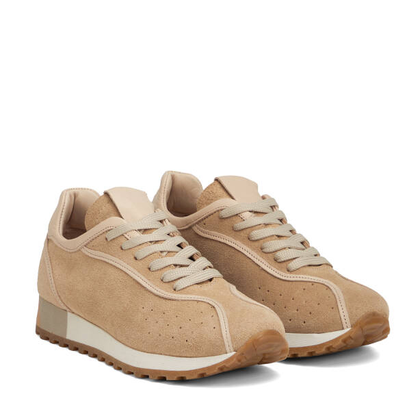 Bej Hakiki Süet Deri Kadın Sneaker - K26I1AY68648-B79 - 2