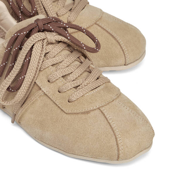 Bej Hakiki Süet Deri Kadın Sneaker - K26S1AY68840-B79 - 3