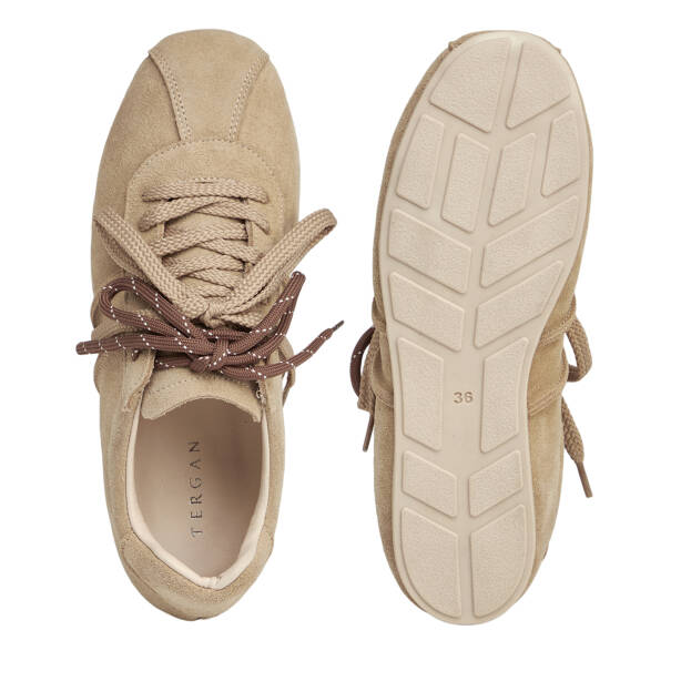 Bej Hakiki Süet Deri Kadın Sneaker - K26S1AY68840-B79 - 5