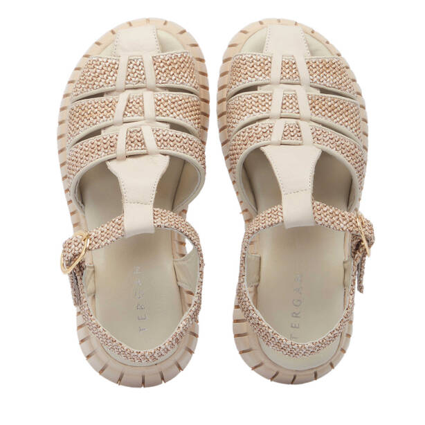 Bej Hasır - Deri Kadın Sandalet - K25Y1SN67865-A25 - 5