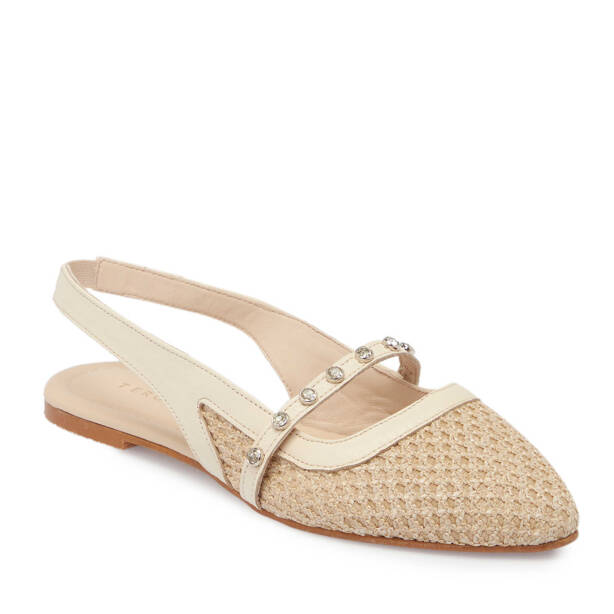 Bej Hasır - Deri Kadın Sandalet - K25Y1SN68075-A25 - 2