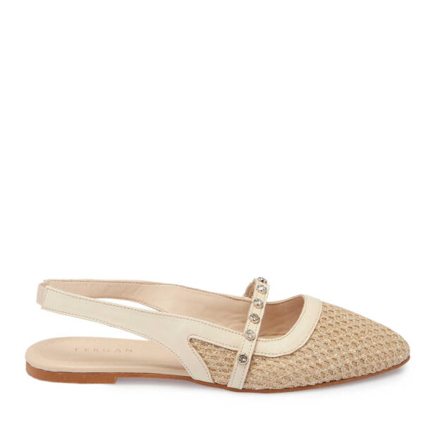 Bej Hasır - Deri Kadın Sandalet - K25Y1SN68075-A25 