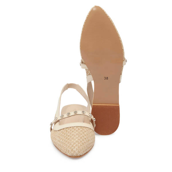 Bej Hasır - Deri Kadın Sandalet - K25Y1SN68075-A25 - 4