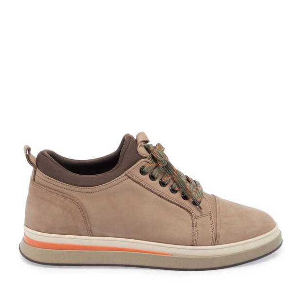 Bej Nubuk Deri Erkek Sneaker - E23S1AY56386-B23 - 3