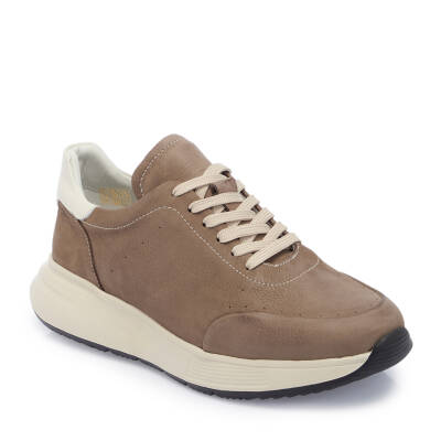 Bej Nubuk Deri Erkek Sneaker - E25I1AY57196-U6T - 1