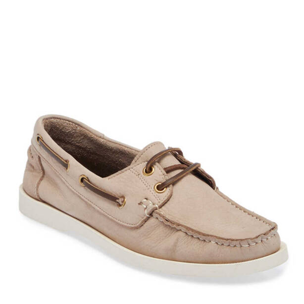 Bej Hakiki Nubuk Deri Kadın Loafer - K24I1AY67386-B23 - 2