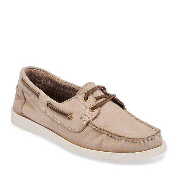 Bej Hakiki Nubuk Deri Kadın Loafer - K24I1AY67386-B23 - 2