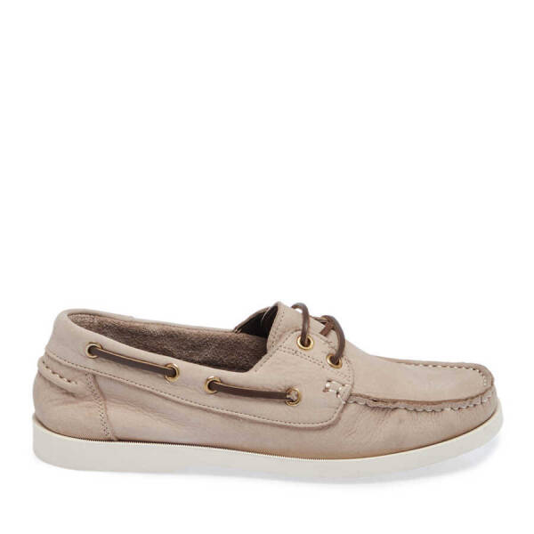 Bej Hakiki Nubuk Deri Kadın Loafer - K24I1AY67386-B23 - 1