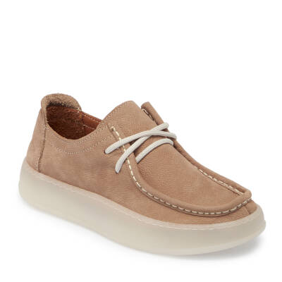 Bej Nubuk Deri Kadın Loafer - K24I1AY67501-H9V 