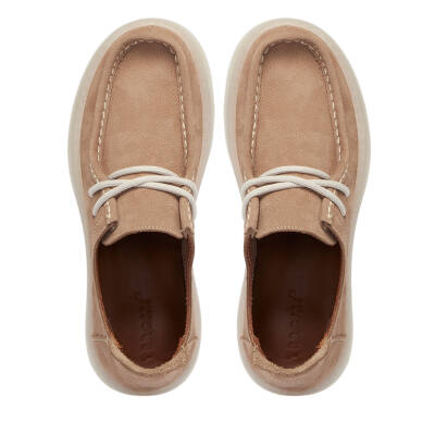 Bej Nubuk Deri Kadın Loafer - K24I1AY67501-H9V - 5