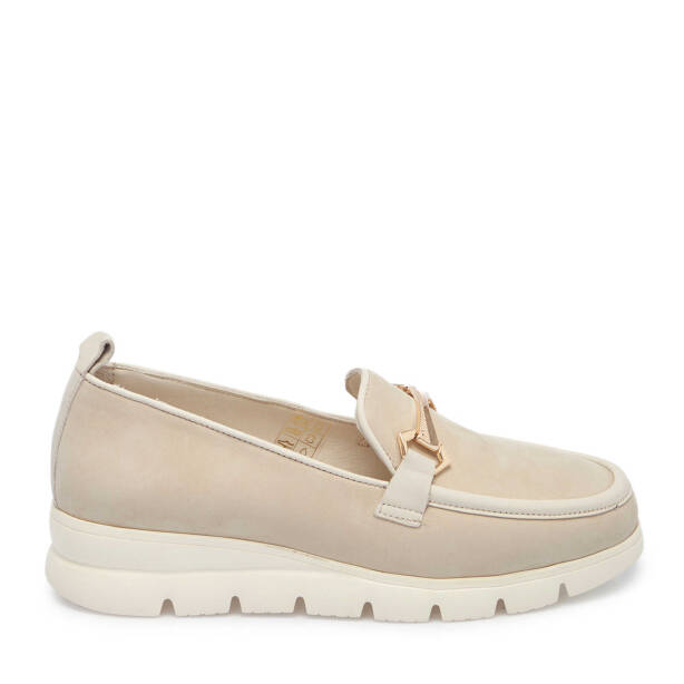 Bej Hakiki Nubuk Deri Kadın Loafer - K25I1AY68054-B23 - 1