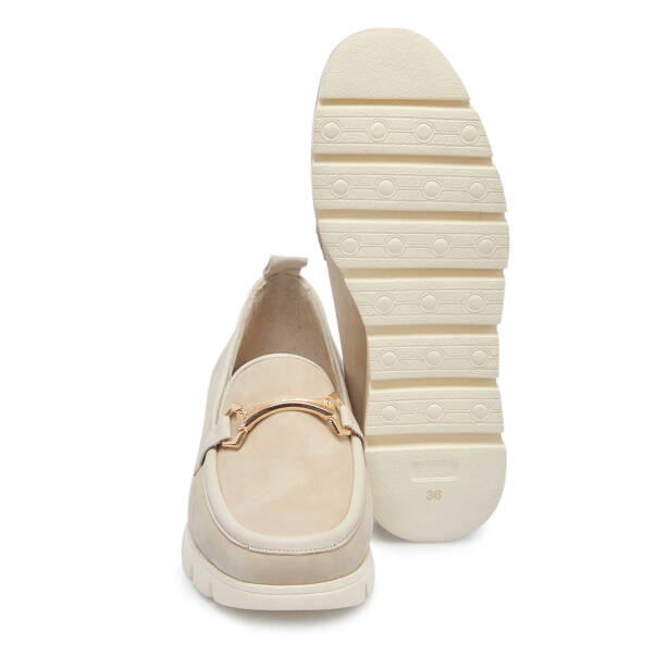Bej Hakiki Nubuk Deri Kadın Loafer - K25I1AY68054-B23 - 4