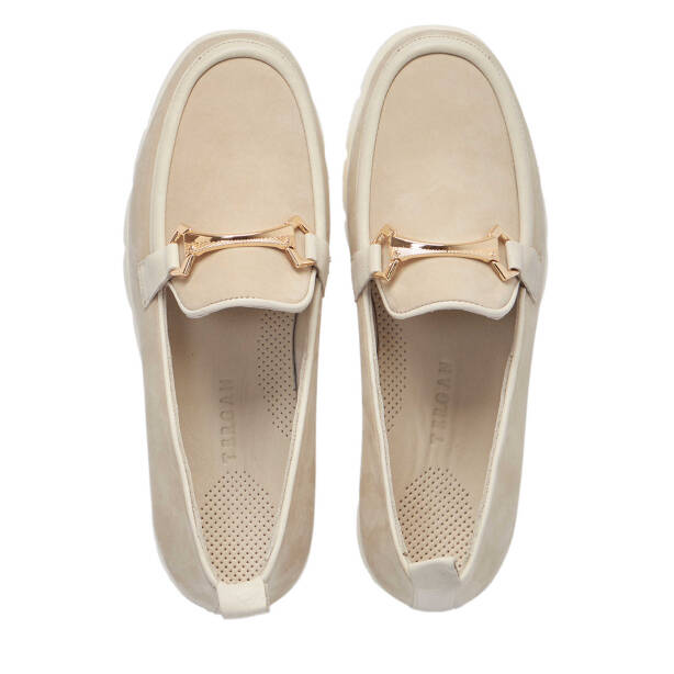 Bej Hakiki Nubuk Deri Kadın Loafer - K25I1AY68054-B23 - 5