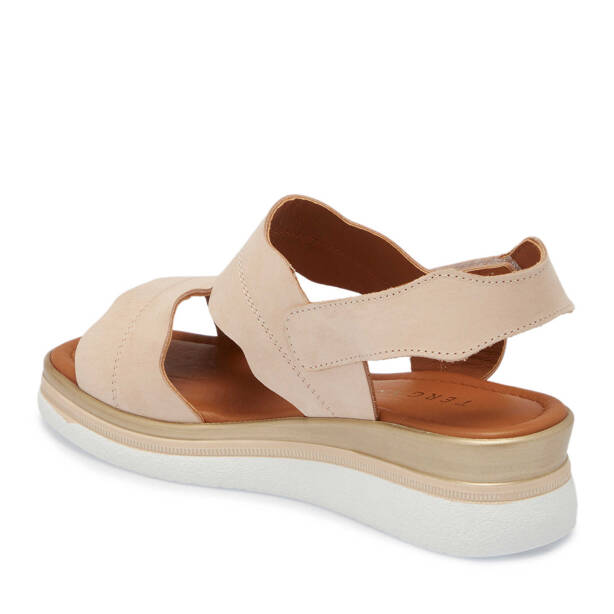 Bej Nubuk Deri Kadın Sandalet - K25Y1SN67853-B23 - Tergan