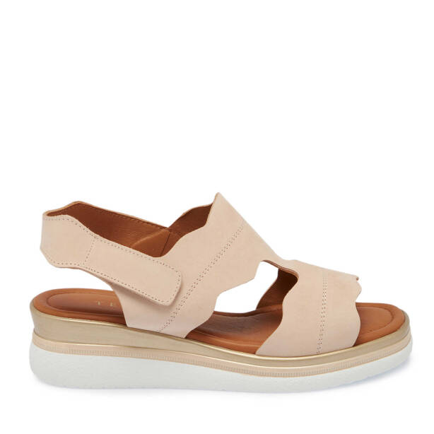 Bej Nubuk Deri Kadın Sandalet - K25Y1SN67853-B23 - Tergan