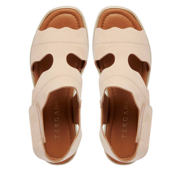 Bej Nubuk Deri Kadın Sandalet - K25Y1SN67853-B23 - Tergan