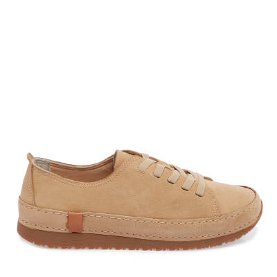 Bej Nubuk Deri Kadın Sneaker - K24I1AY67268-B23 - 3