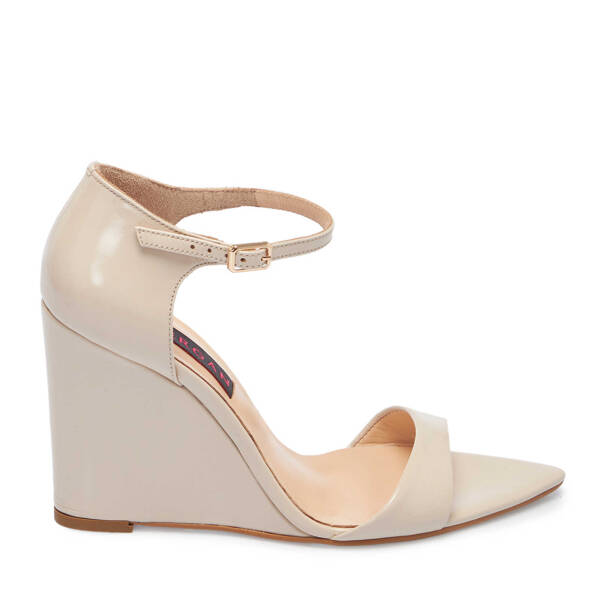 Bej Rugan Deri Kadın Dolgu Topuklu Ayakkabı - K24Y1AY67252-A54 - 3