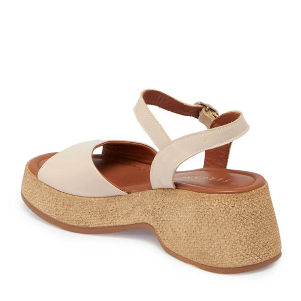 Bej Hakiki Rugan Deri Kadın Sandalet - K24Y1SN67250-A54 - 3