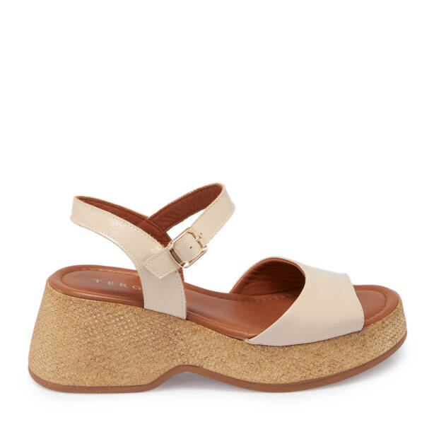 Bej Hakiki Rugan Deri Kadın Sandalet - K24Y1SN67250-A54 