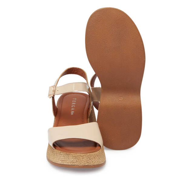 Bej Hakiki Rugan Deri Kadın Sandalet - K24Y1SN67250-A54 - 4