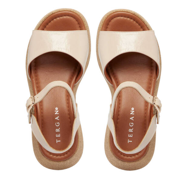 Bej Hakiki Rugan Deri Kadın Sandalet - K24Y1SN67250-A54 - 5