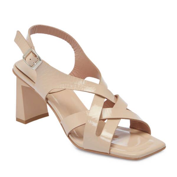 Bej Hakiki Rugan Deri Kadın Topuklu Ayakkabı - K25Y1AY68087-A54 - 2