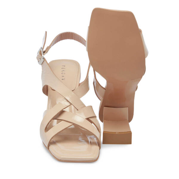 Bej Hakiki Rugan Deri Kadın Topuklu Ayakkabı - K25Y1AY68087-A54 - 4